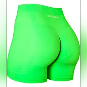 Aurola Women's Lime Green Dream Scrunch Butt Workout Shorts